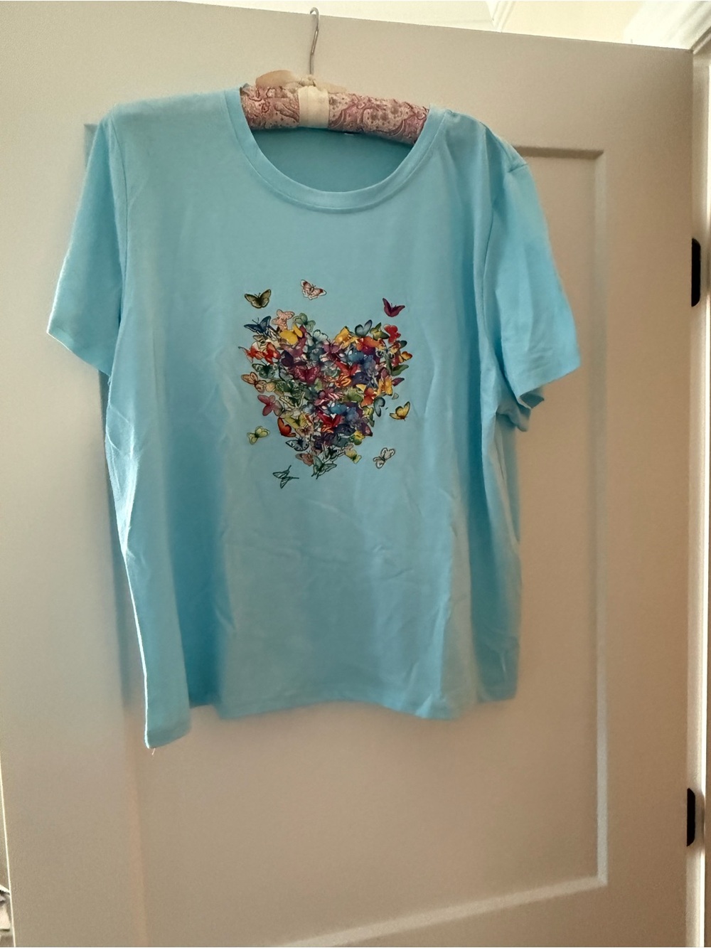 Kids Light Blue Butterfly Heart T-Shirt
